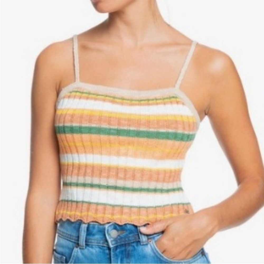 ROXY Dream Song Knitted Tank Crop TOP Shirt Sz M